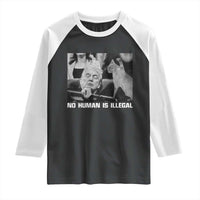 No Human Is Illegal Raglan Shirt Funny Cat Anti ICE Meme