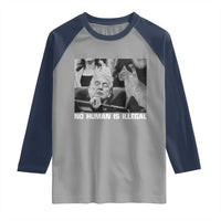 No Human Is Illegal Raglan Shirt Funny Cat Anti ICE Meme