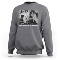 No Human Is Illegal Sweatshirt Funny Cat Anti ICE Meme
