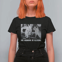 No Human Is Illegal T Shirt For Women Funny Cat Anti ICE Meme