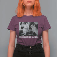 No Human Is Illegal T Shirt For Women Funny Cat Anti ICE Meme