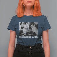 No Human Is Illegal T Shirt For Women Funny Cat Anti ICE Meme