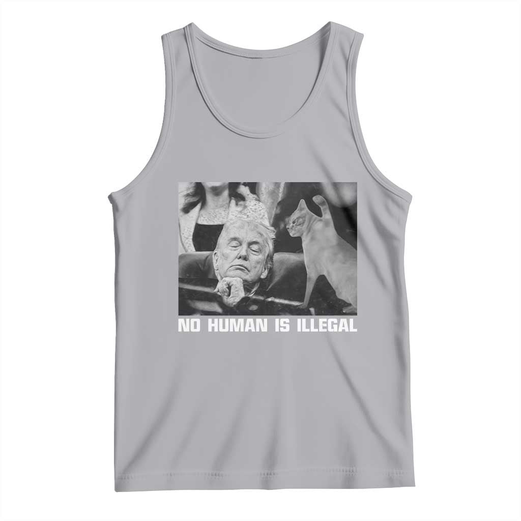 No Human Is Illegal Tank Top Funny Cat Anti ICE Meme