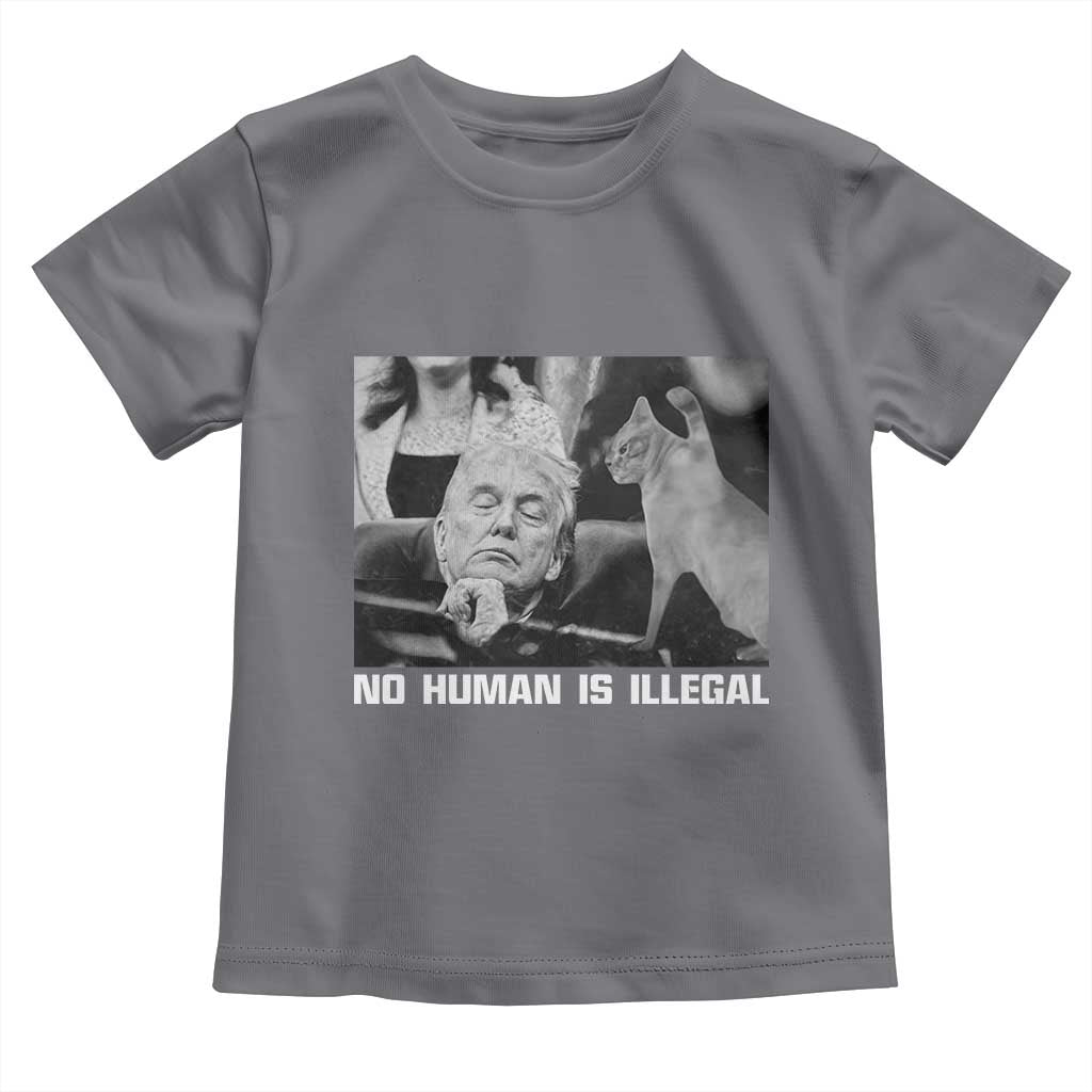 No Human Is Illegal Toddler T Shirt Funny Cat Anti ICE Meme