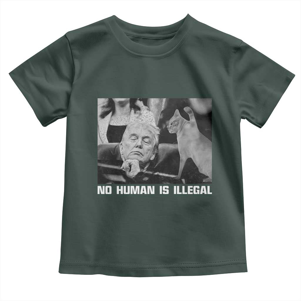 No Human Is Illegal Toddler T Shirt Funny Cat Anti ICE Meme