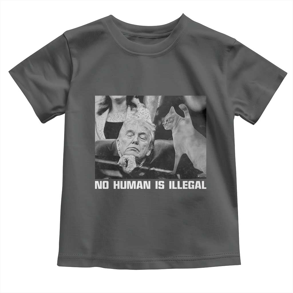No Human Is Illegal Toddler T Shirt Funny Cat Anti ICE Meme