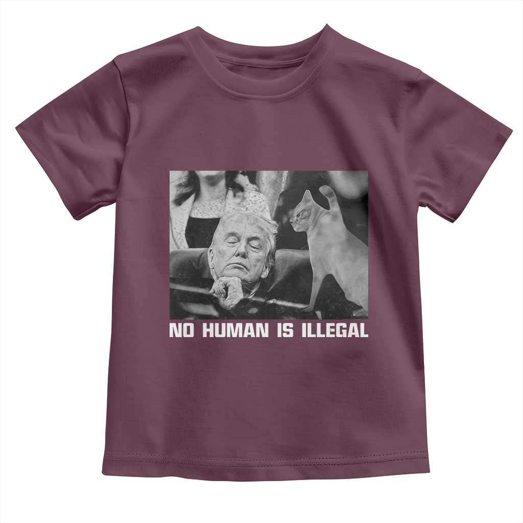 No Human Is Illegal Toddler T Shirt Funny Cat Anti ICE Meme