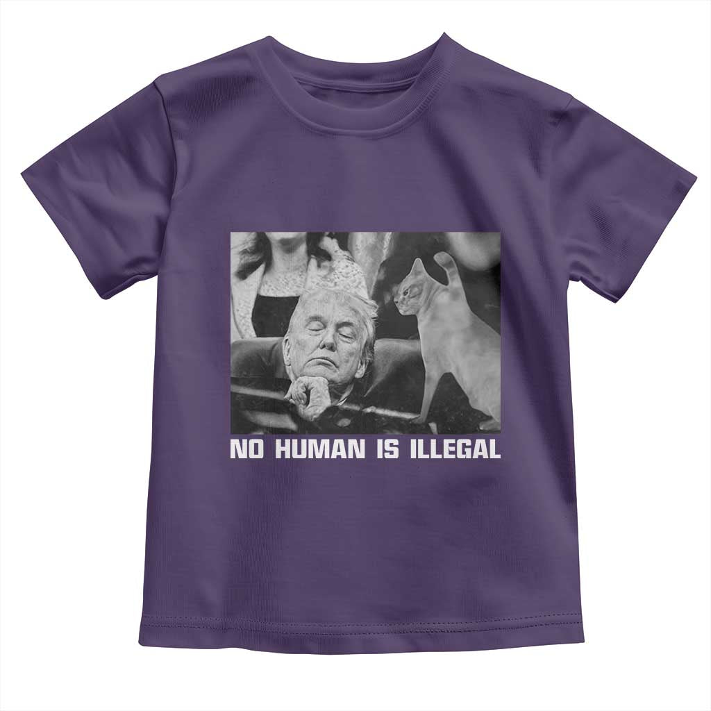 No Human Is Illegal Toddler T Shirt Funny Cat Anti ICE Meme