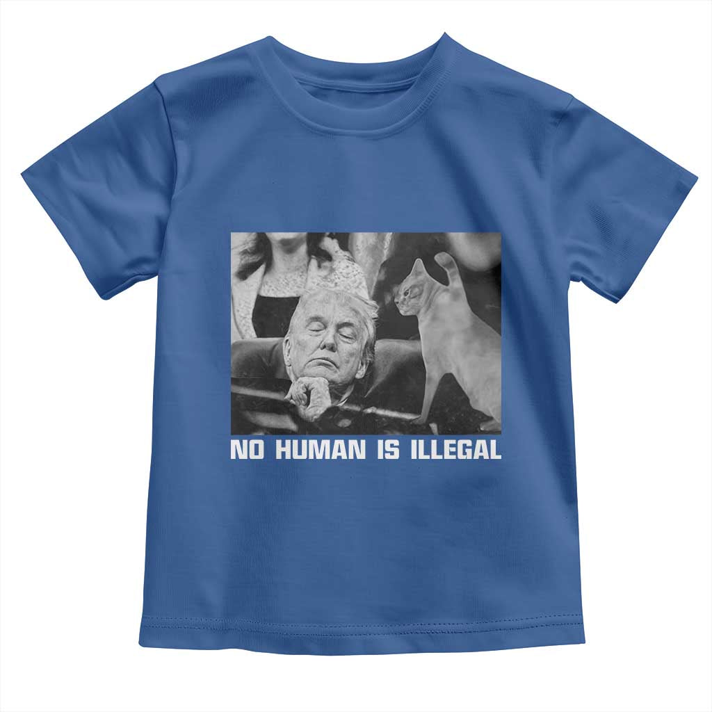 No Human Is Illegal Toddler T Shirt Funny Cat Anti ICE Meme