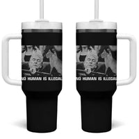 No Human Is Illegal Tumbler With Handle Funny Cat Anti ICE Meme