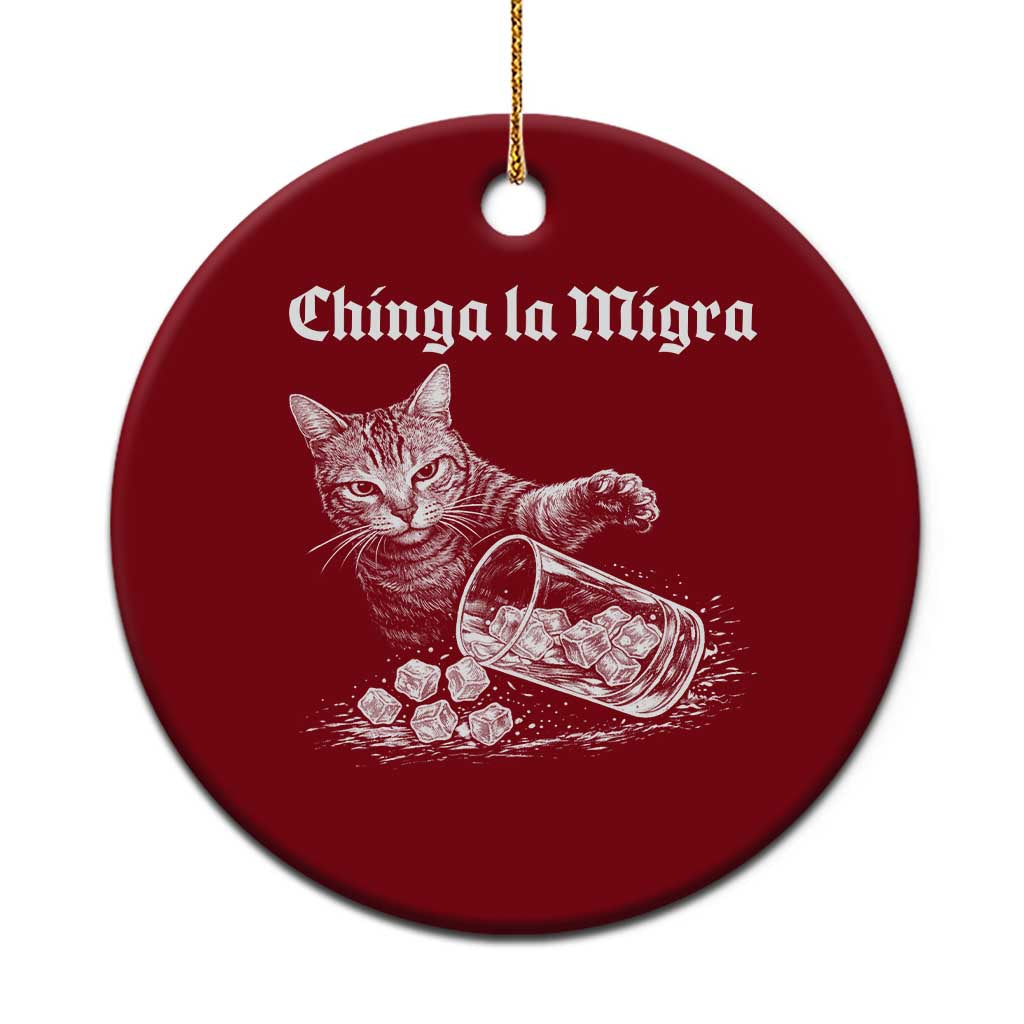 Funny Cat Anti ICE Meme Ceramic Ornament