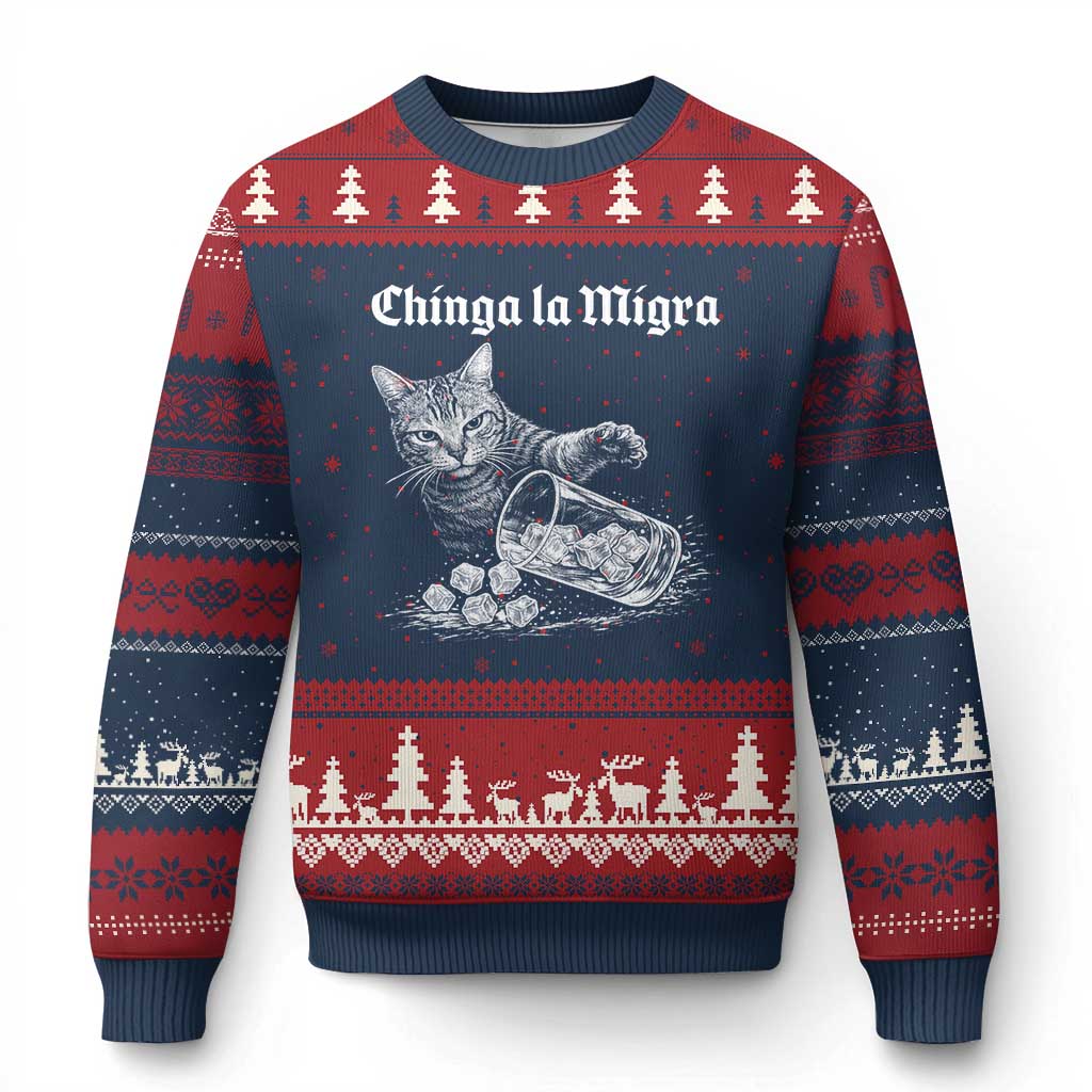 Funny Cat Anti ICE Meme Ugly Christmas Sweater