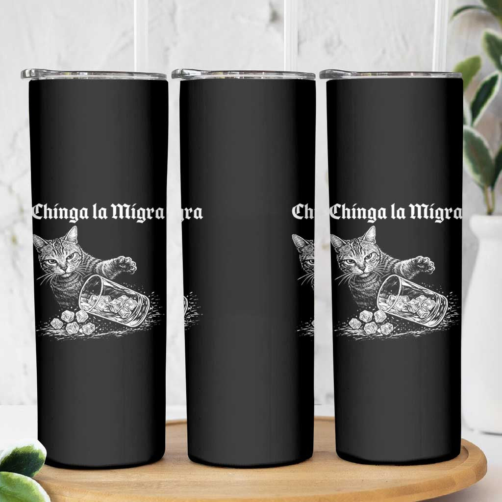 Funny Cat Anti ICE Meme Skinny Tumbler