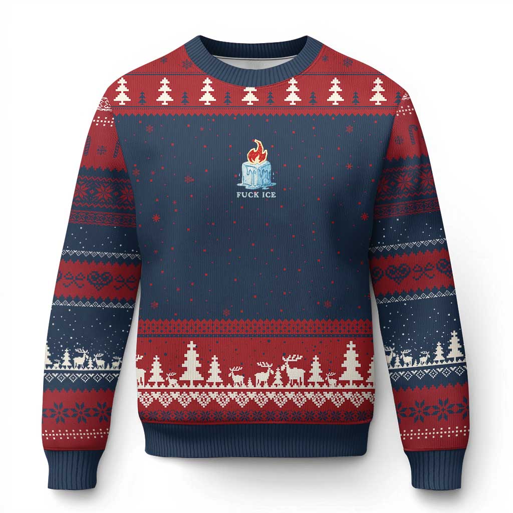 Fck Ice Ugly Christmas Sweater Anti ICE Immigration Deportation Human Rights Protest