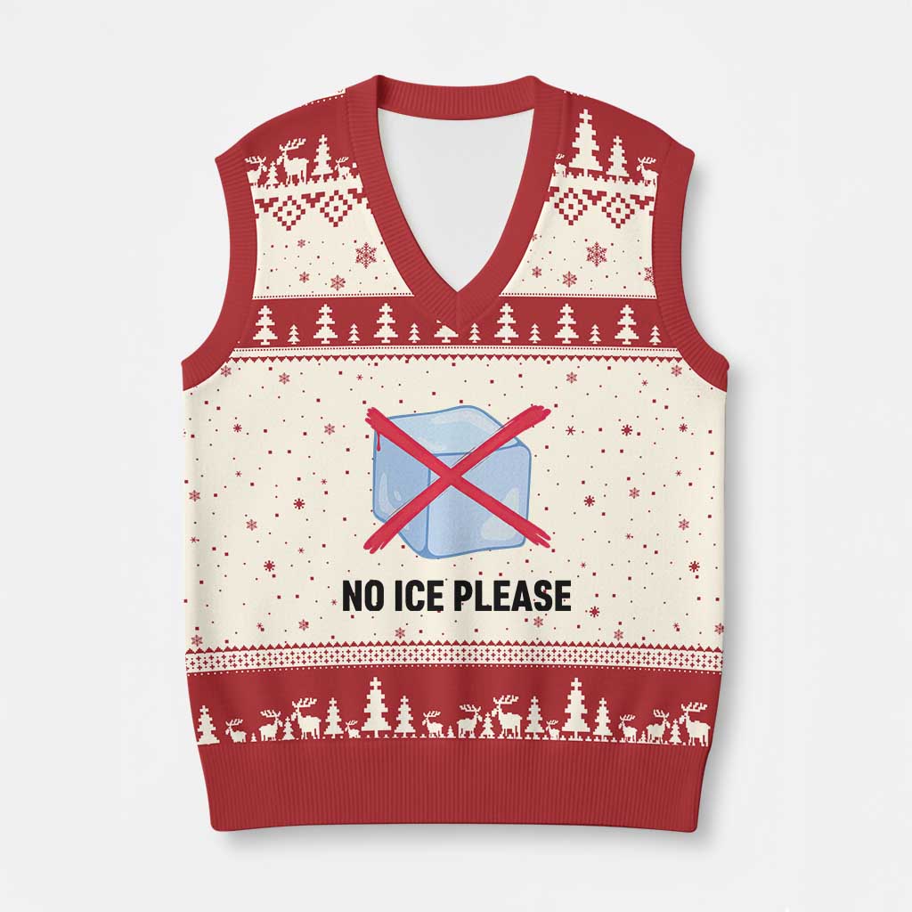 No Ice Please V-Neck Knit Sweater Vest Subtle Anti ICE Deportation Human Rights