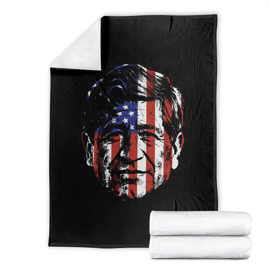 Cesar Chavez Throw Blanket Hispanic Heritage Month American Flag Portrait