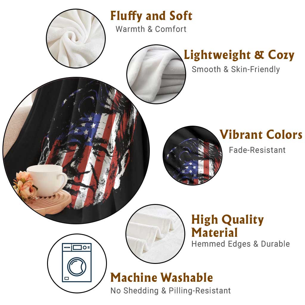 Cesar Chavez Throw Blanket Hispanic Heritage Month American Flag Portrait