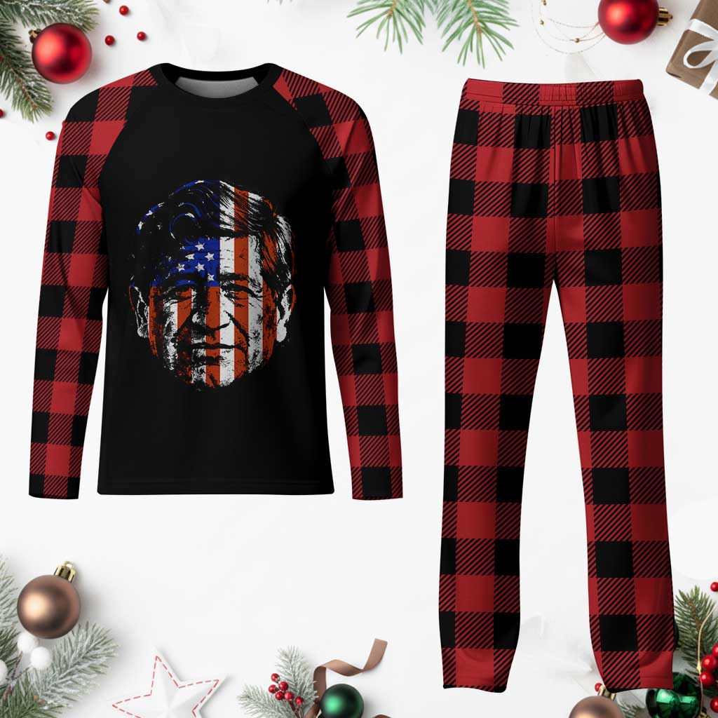 Cesar Chavez Plaid Pajama Set Hispanic Heritage Month American Flag Portrait