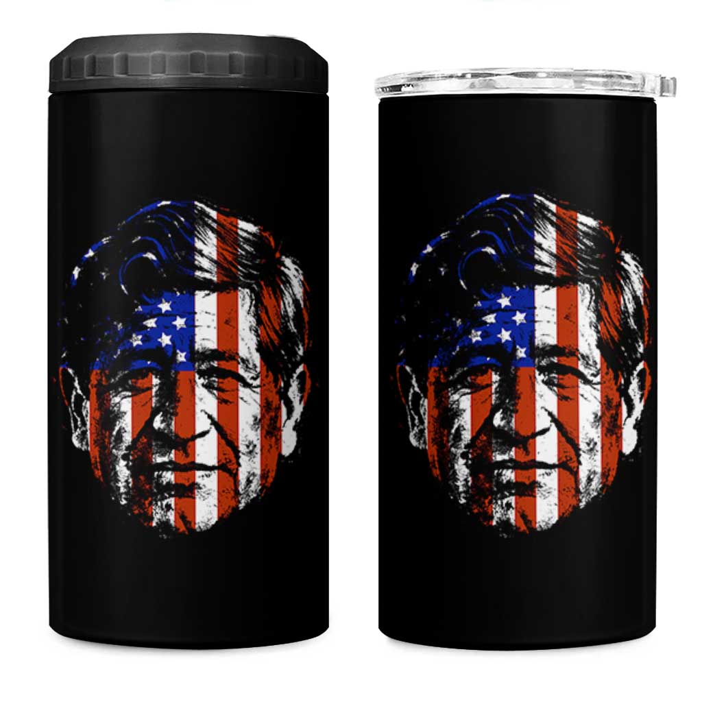 Cesar Chavez 4 in 1 Can Cooler Tumbler Hispanic Heritage Month American Flag Portrait