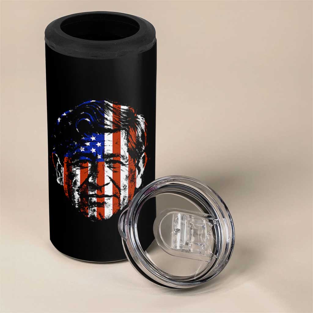 Cesar Chavez 4 in 1 Can Cooler Tumbler Hispanic Heritage Month American Flag Portrait