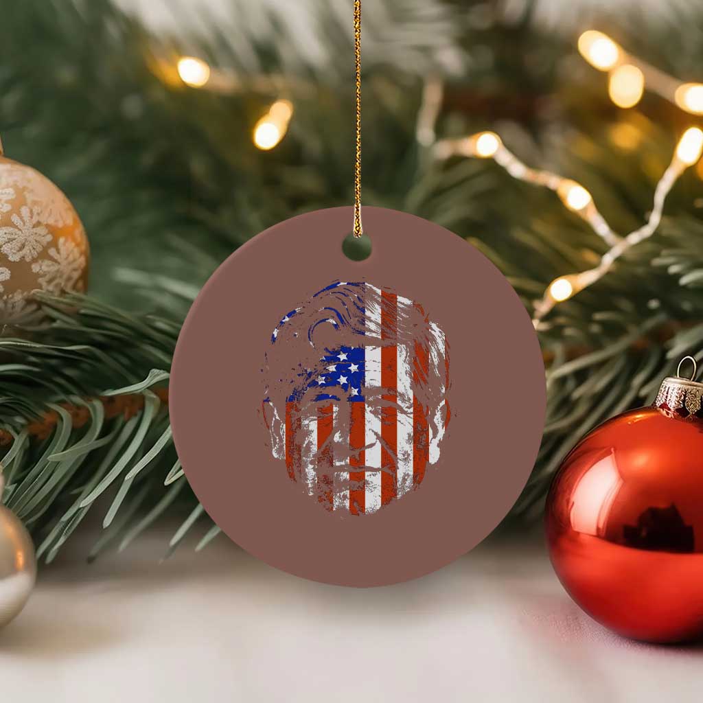 Cesar Chavez Ceramic Ornament Hispanic Heritage Month American Flag Portrait