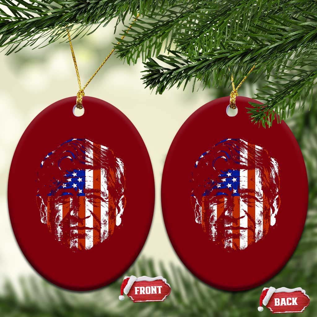 Cesar Chavez Ceramic Ornament Hispanic Heritage Month American Flag Portrait