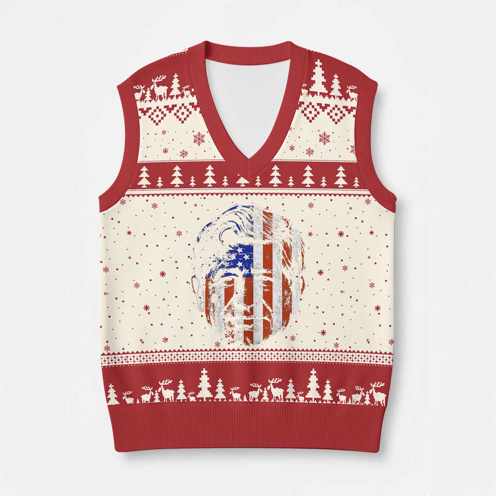 Cesar Chavez V-Neck Knit Sweater Vest Hispanic Heritage Month American Flag Portrait