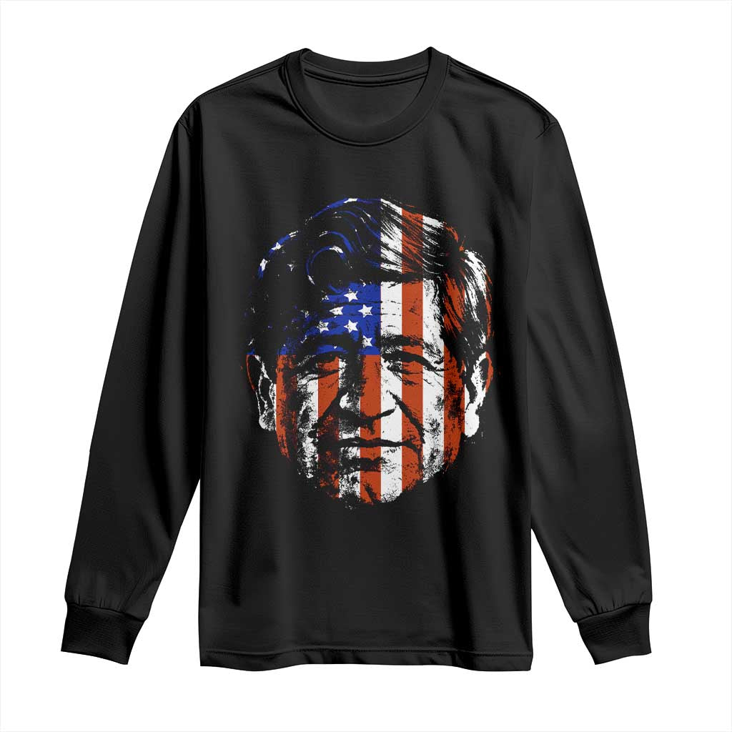 Cesar Chavez Long Sleeve Shirt Hispanic Heritage Month American Flag Portrait
