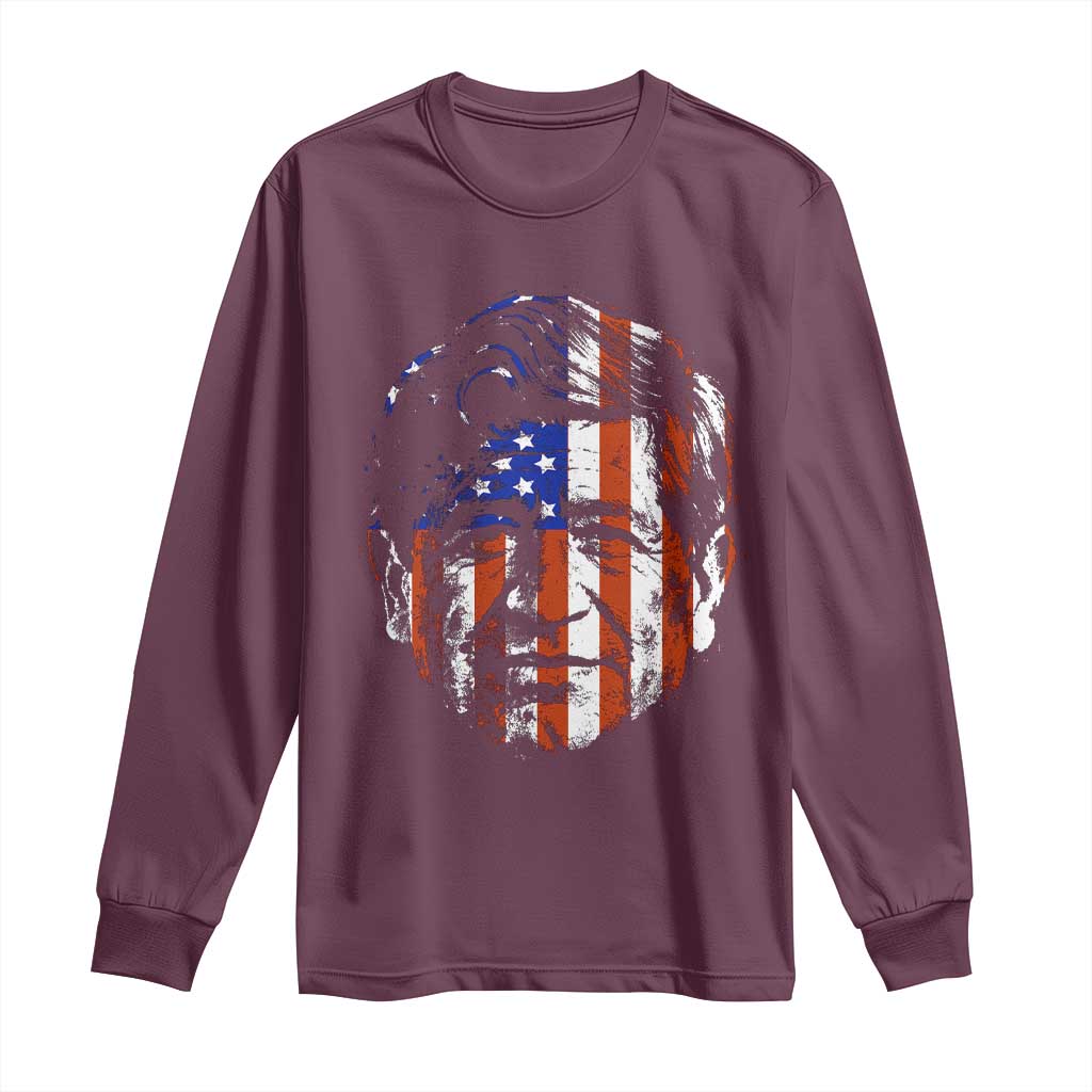 Cesar Chavez Long Sleeve Shirt Hispanic Heritage Month American Flag Portrait