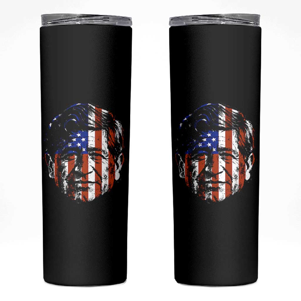 Cesar Chavez Skinny Tumbler Hispanic Heritage Month American Flag Portrait