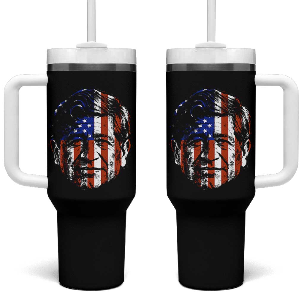 Cesar Chavez Tumbler With Handle Hispanic Heritage Month American Flag Portrait