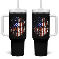 Cesar Chavez Tumbler With Handle Hispanic Heritage Month American Flag Portrait