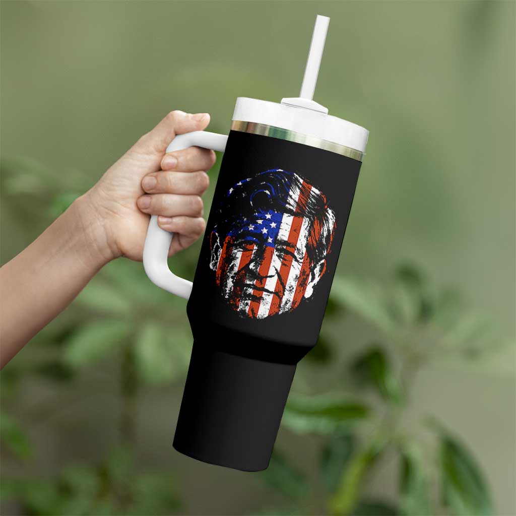 Cesar Chavez Tumbler With Handle Hispanic Heritage Month American Flag Portrait
