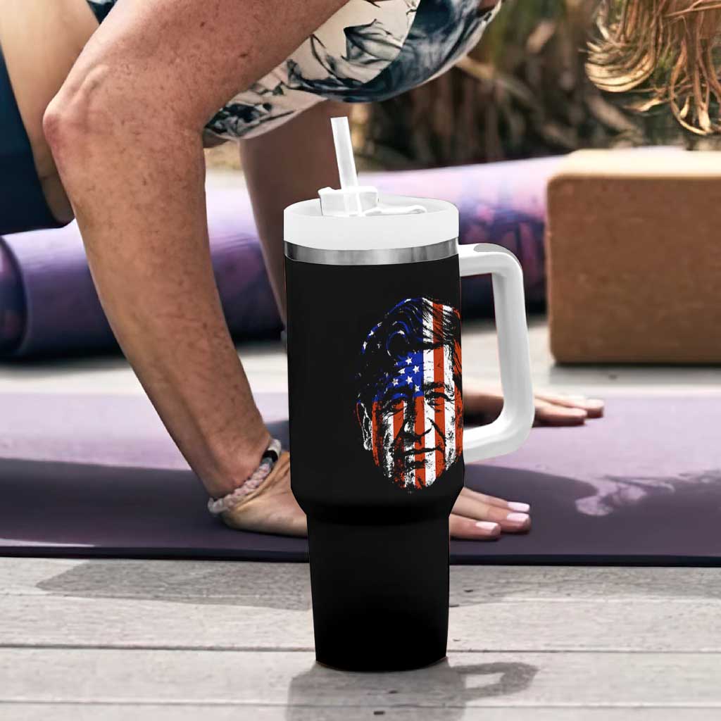 Cesar Chavez Tumbler With Handle Hispanic Heritage Month American Flag Portrait