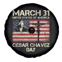 Cesar Chavez March 31 Celebration Spare Tire Cover Christian American Flag Religious