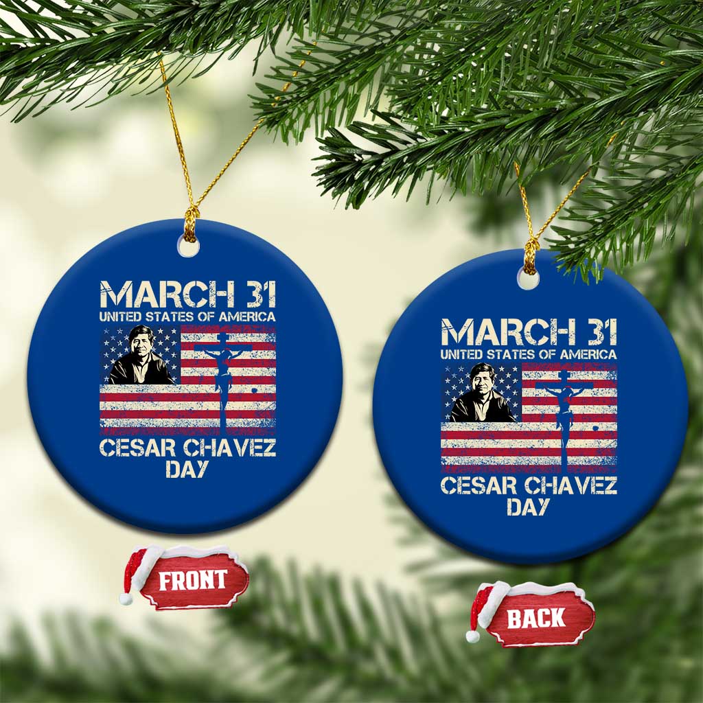 Cesar Chavez March 31 Celebration Ceramic Ornament Christian American Flag Religious