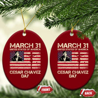 Cesar Chavez March 31 Celebration Ceramic Ornament Christian American Flag Religious