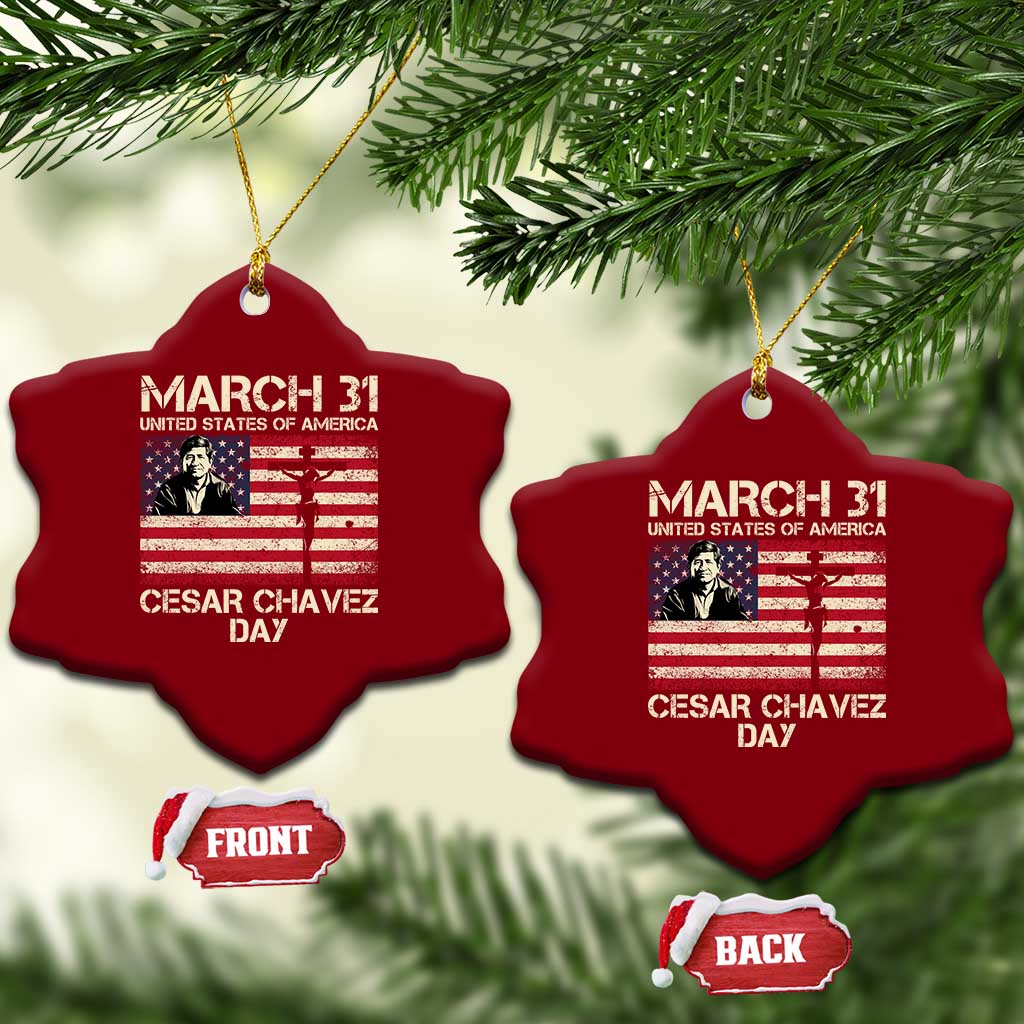 Cesar Chavez March 31 Celebration Ceramic Ornament Christian American Flag Religious
