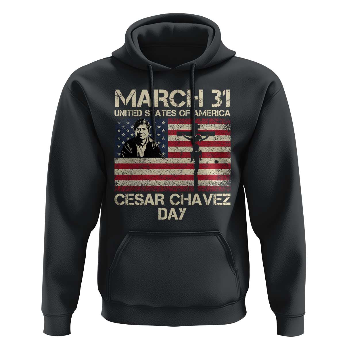 Cesar Chavez March 31 Celebration Hoodie Christian American Flag Religious
