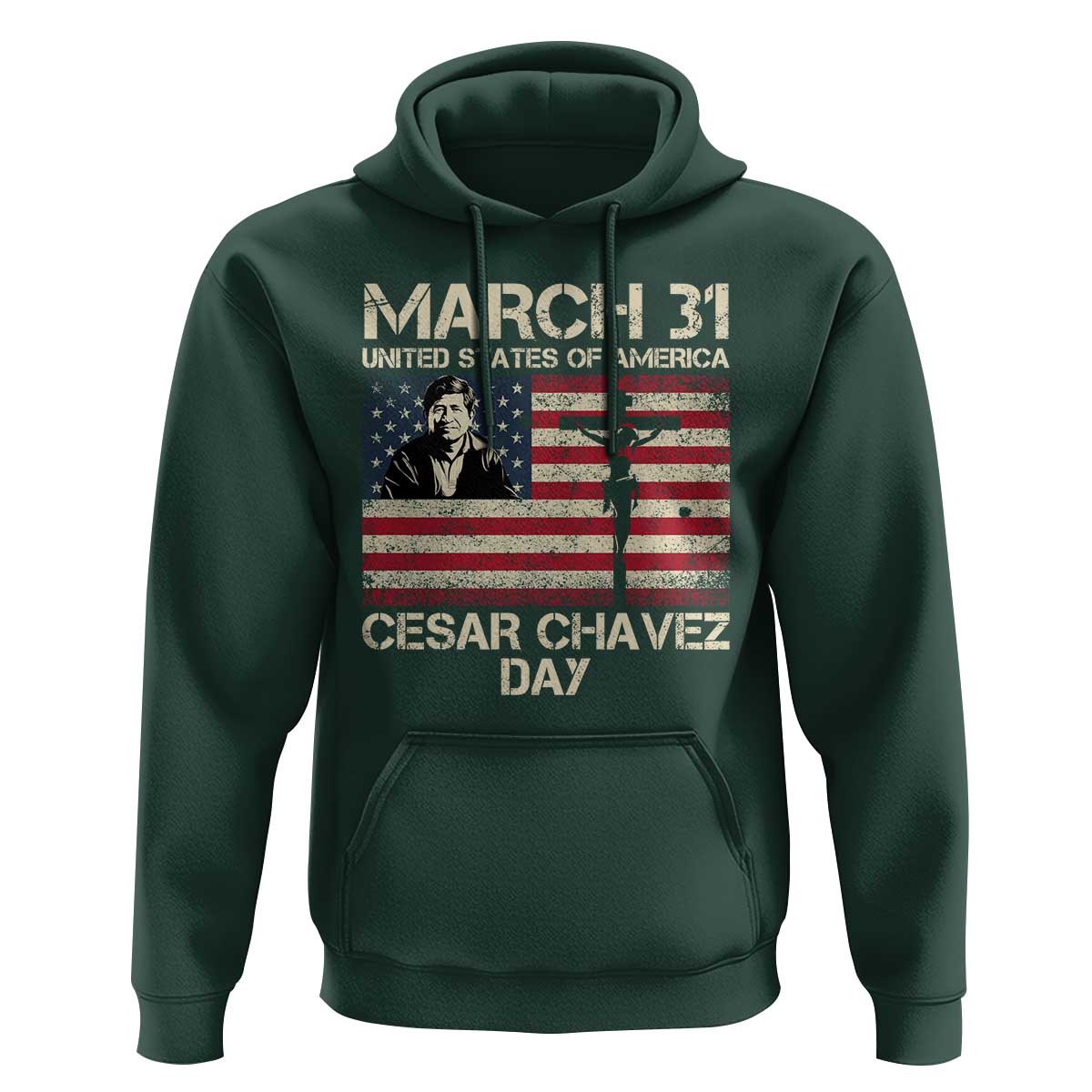 Cesar Chavez March 31 Celebration Hoodie Christian American Flag Religious