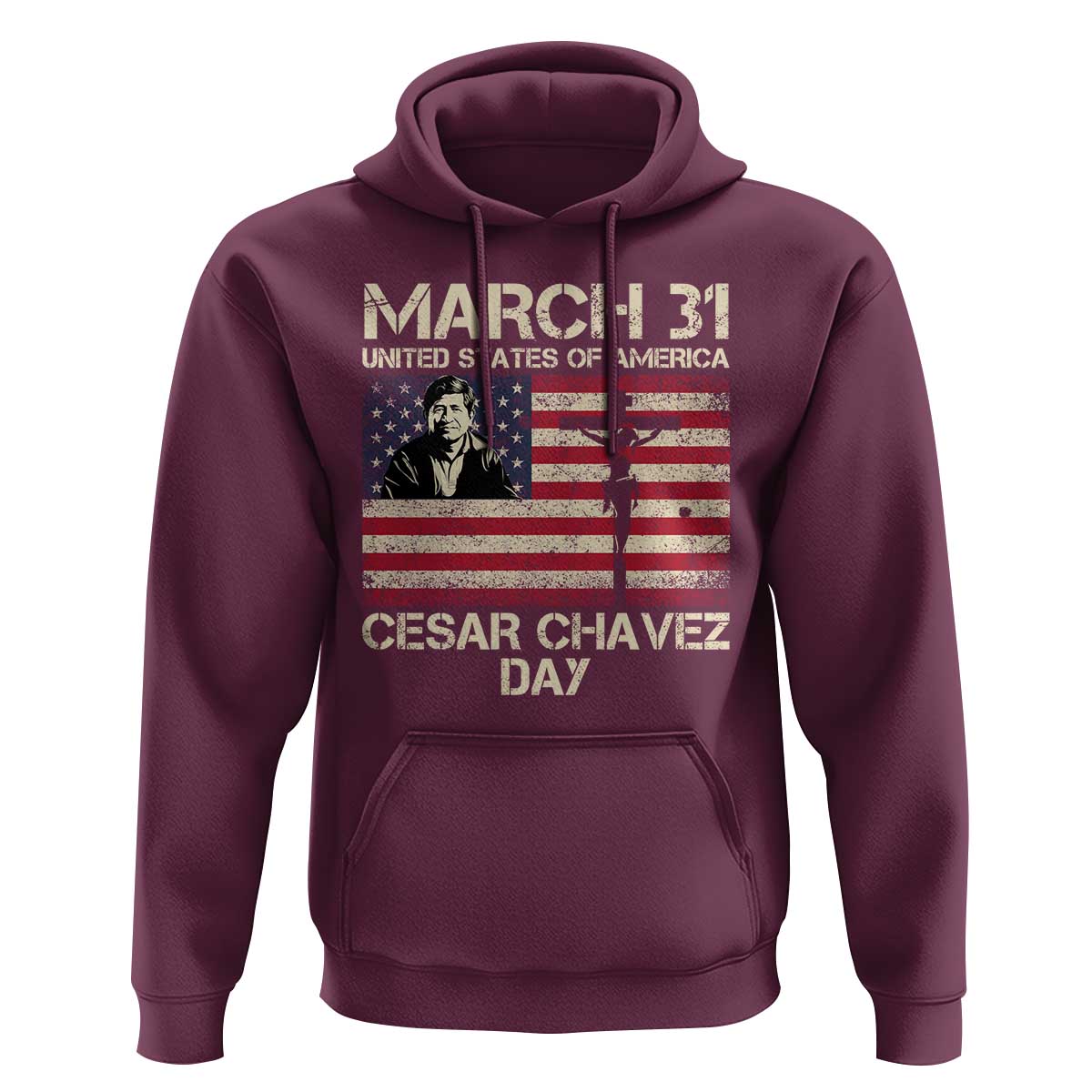 Cesar Chavez March 31 Celebration Hoodie Christian American Flag Religious