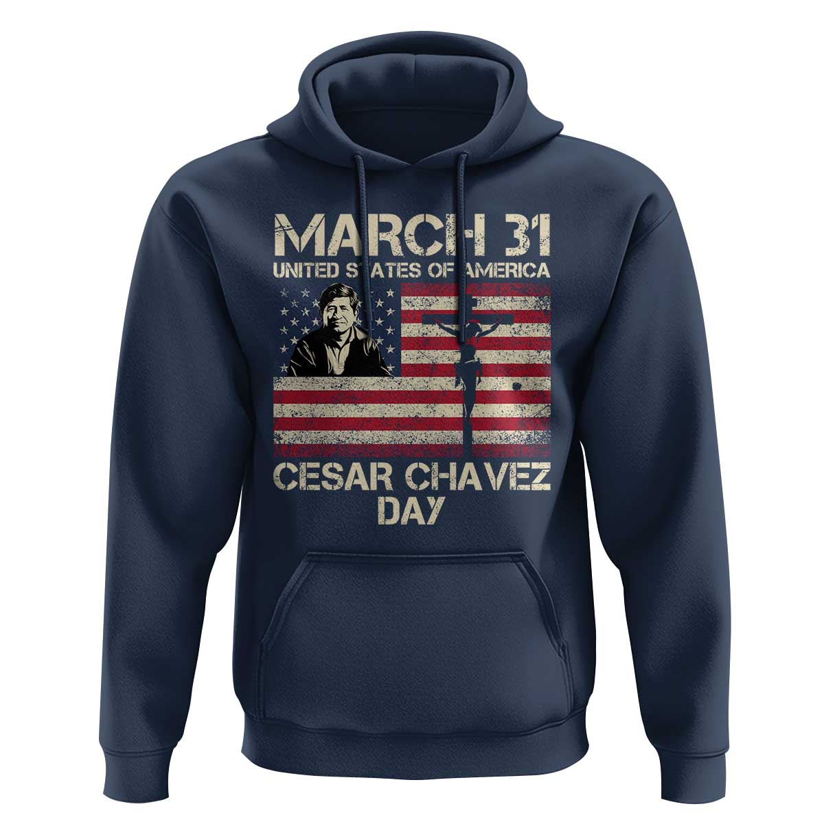 Cesar Chavez March 31 Celebration Hoodie Christian American Flag Religious