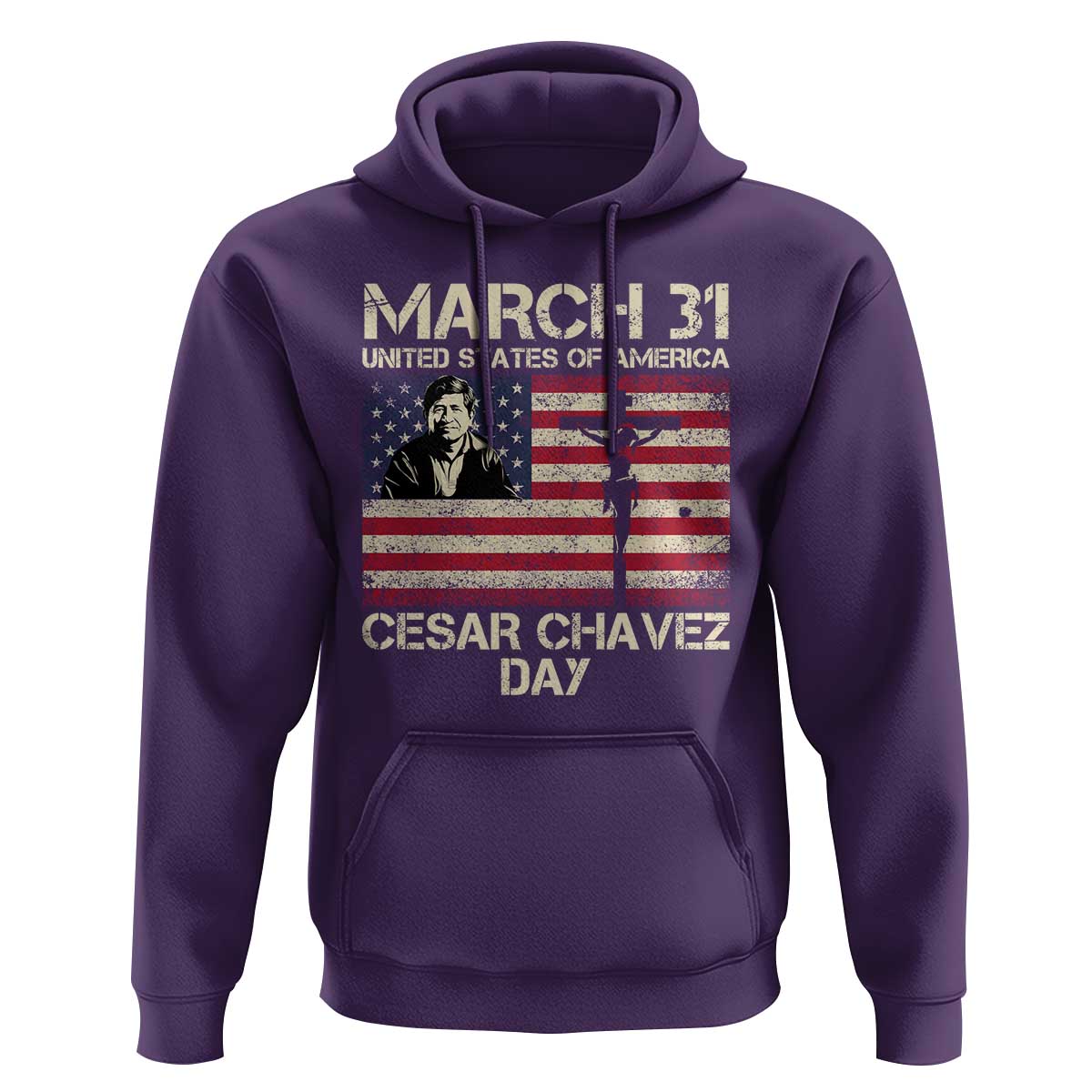 Cesar Chavez March 31 Celebration Hoodie Christian American Flag Religious