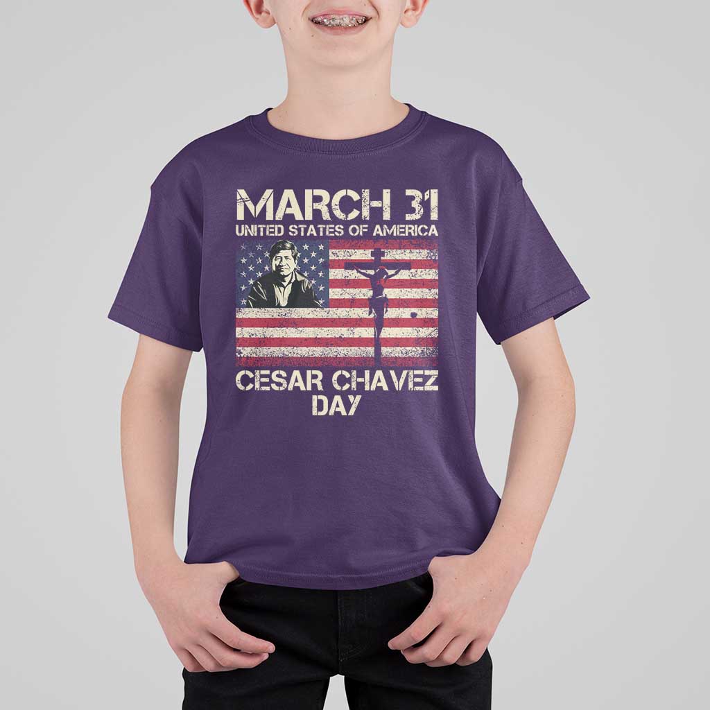 Cesar Chavez March 31 Celebration T Shirt For Kid Christian American Flag Religious