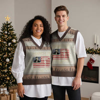 Cesar Chavez March 31 Celebration V-Neck Knit Sweater Vest Christian American Flag Religious