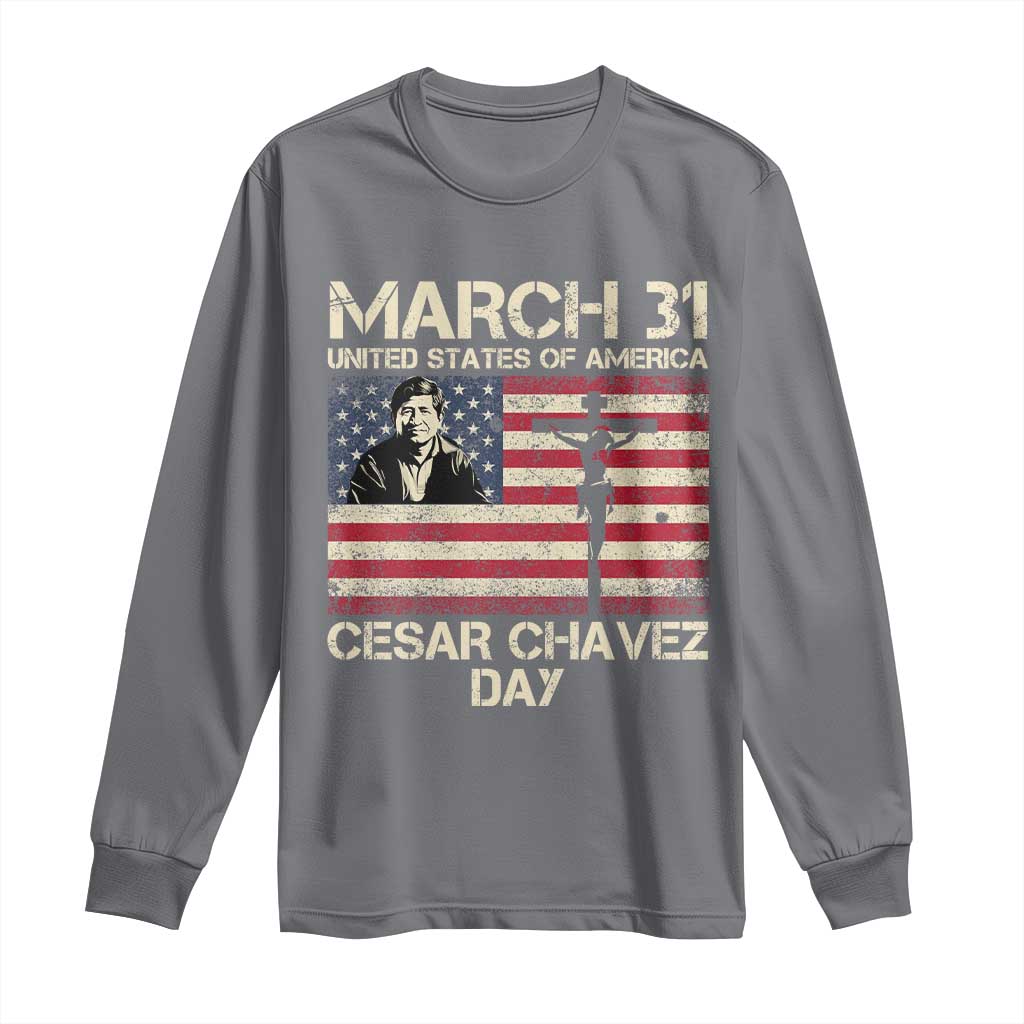 Cesar Chavez March 31 Celebration Long Sleeve Shirt Christian American Flag Religious