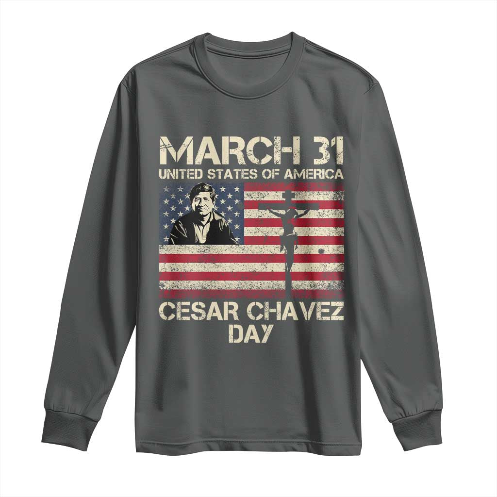 Cesar Chavez March 31 Celebration Long Sleeve Shirt Christian American Flag Religious