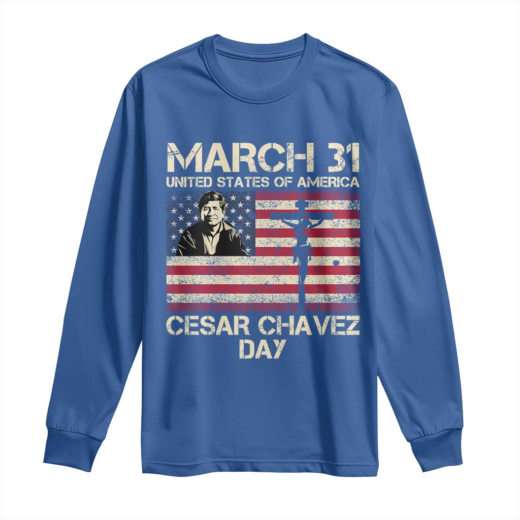 Cesar Chavez March 31 Celebration Long Sleeve Shirt Christian American Flag Religious