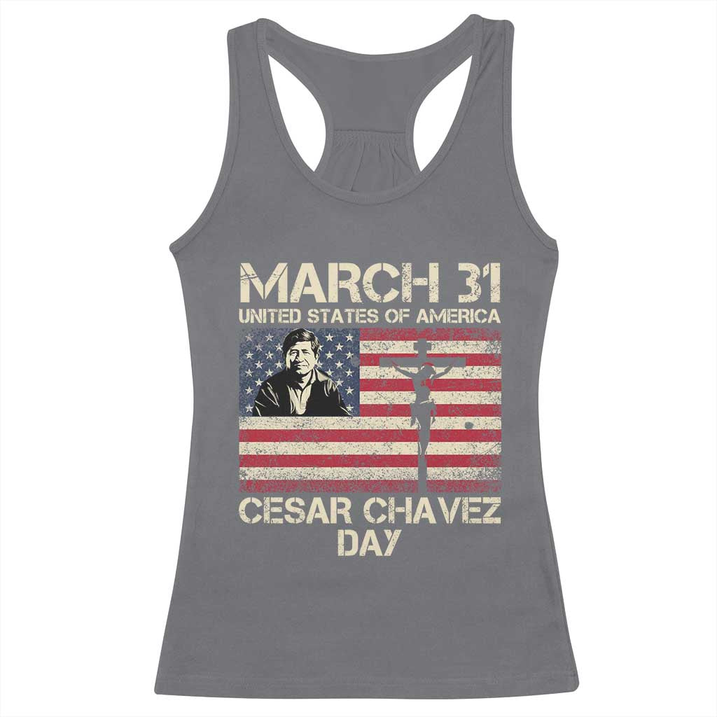 Cesar Chavez March 31 Celebration Racerback Tank Top Christian American Flag Religious