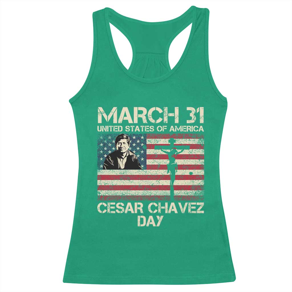 Cesar Chavez March 31 Celebration Racerback Tank Top Christian American Flag Religious